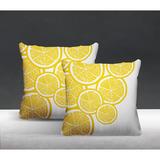 Bay Isle Home™ Lulu Lemon Print Indoor/Outdoor Square Pillow Polyester/Polyfill blend in Yellow | 17 H x 17 W x 4.5 D in | Wayfair