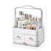 Rebrilliant Katheryne Cosmetics Dust-Proof Shelf Desktop Organizer Plastic in Pink | 15.55 H x 11.73 W x 8.03 D in | Wayfair