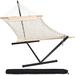 Arlmont & Co. Kendley Double Spreader Bar Hammock w/ Stand Polyester in Brown | 44.1 H x 146 W x 146 D in | Wayfair