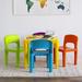 Zoomie Kids Red Blue & Green Lightweight Kids Plastic Outdoor Table & 4 Chair Set Plastic in Orange/Green/Blue | 17 H x 20 W in | Wayfair