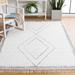 Gray/White 108 x 72 x 0.2 in Indoor Area Rug - Union Rustic Anahli Geometric Handmade Handwoven Cotton Area Rug in Ivory/Gray Cotton | Wayfair