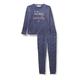 Women'secret Damen Langärmeliger Schlafanzug und Hose Skinny Print in Single Jersey mit Spruch der blonden Nachbarn Pyjama, hellblau, 36