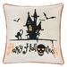 Happy Halloween Haunted House Linen Polyester 20"x20" Black Throw Pillow with Insert