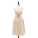 Flawless,'Balinese Beige Linen Tiered Dress with Round Neck'