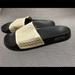 Michael Kors Shoes | Michael By Michael Kors Logo Slide Rubber Sandals Ivory. 10” Long. No Visible Sz | Color: Black/Cream | Size: 8.5