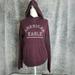 American Eagle Outfitters Shirts | American Eagle Maroon Burgundy Color Block Hoodie Sweater Sweatshirt (S) | Color: Red | Size: S