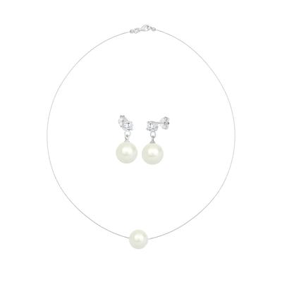 Elli - Elli Schmuckset Muschelkernperle Zirkonia 925 Siber Schmuck-Set 1 ct Damen