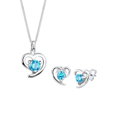 Elli Herz Zirkonia 925 Sterling Silber Hellblau Damen