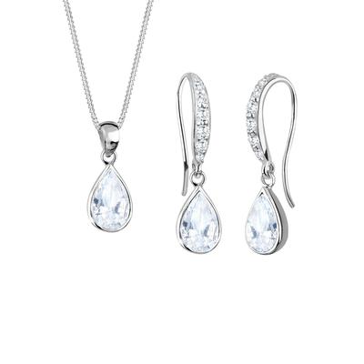 Elli Schmuckset Tropfen Zirkonia 925 Sterling Silber Weiß Damen