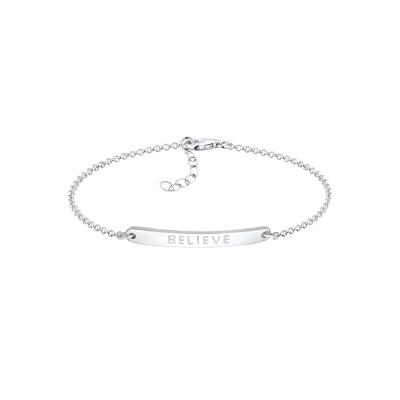 Elli - Believe-Schriftzug 925 Sterling Silber Armbänder & Armreife Damen
