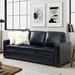 Latitude Run® Fournier 83.46" Genuine Leather Square Arm Sofa w/ Pillows in Blue/Brown | 37 H x 83.46 W x 33.86 D in | Wayfair