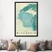 East Urban Home 'Wisconsin Map' Graphic Art Print on Canvas Canvas, Cotton in Blue/Green/White | 18 H x 12 W x 1.5 D in | Wayfair