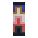 Black/Blue 30 x 0.25 in Area Rug - LOOMY Tetris Geometric Handwoven Wool/Blue/Pink/Black Area Rug Cotton/Wool | 30 W x 0.25 D in | Wayfair