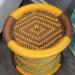 Bungalow Rose Handwoven Moray Yellow Accent Stool Performance Fabric/Upholstered in Orange/Yellow/Brown | 15.5 H x 17.5 W x 17.5 D in | Wayfair