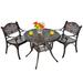 Fleur De Lis Living Glambrone Round 2 Person 21" L Aluminum Dinning Set Metal in Brown/Red | 21 W x 36 D in | Outdoor Furniture | Wayfair