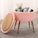 Mercer41 Marny 17.25" Wide Round Storage Stool Wood/Upholstered/Velvet in Pink | 18.5 H x 17 W x 17 D in | Wayfair 0EE282C4479B4341A7125030B0E30583