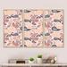 Bungalow Rose Blue Brown & Orange Paisley On Pink - Modern Framed Canvas Wall Art Set Of 3 Canvas, Wood in White | 20 H x 36 W x 1 D in | Wayfair
