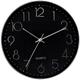 Thinia Home - Horloge murale moderne en relief avec cadran noir Ø30 cm Argent