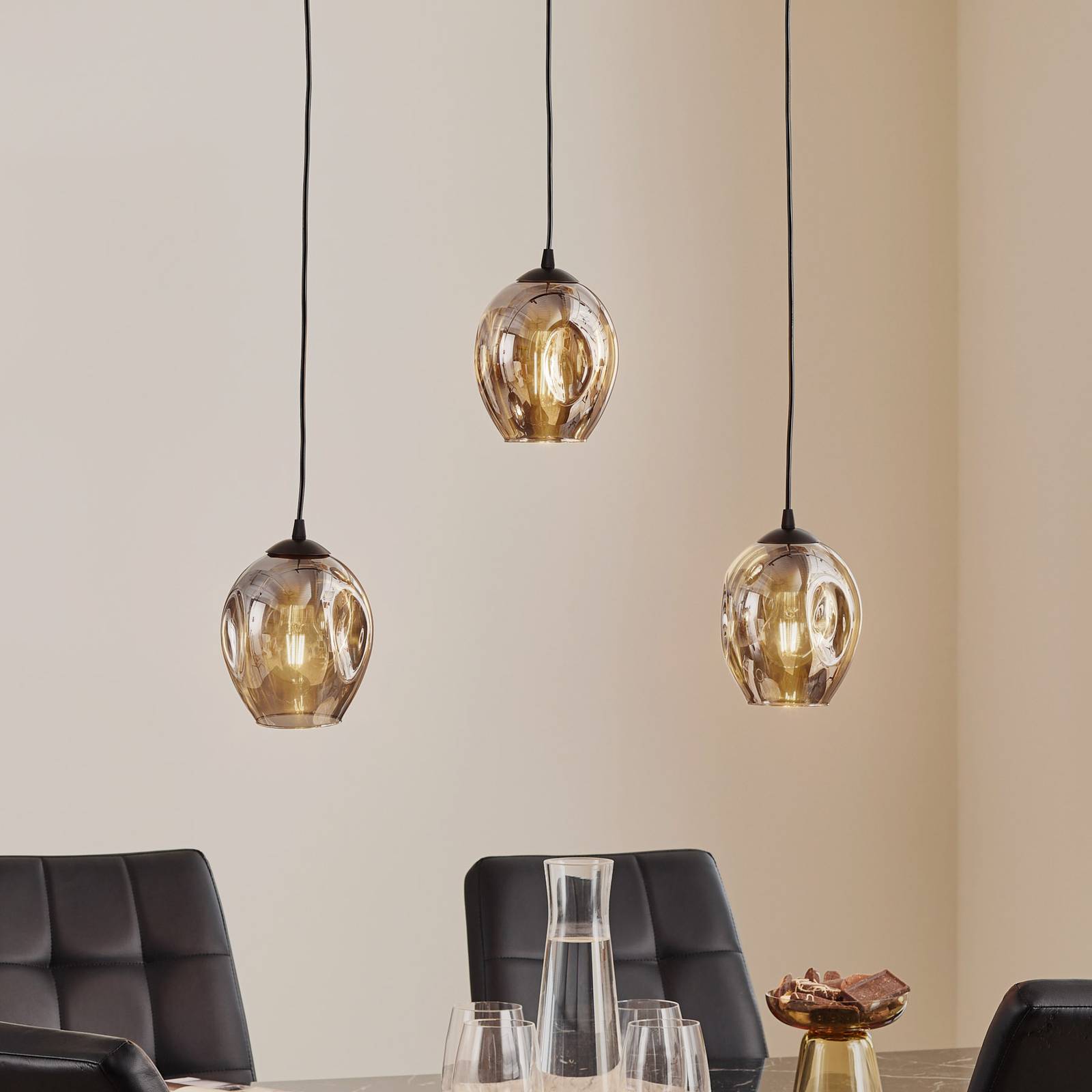 Glas Hängelampe Starla EMIBIG LIGHTING, dimmbar, schwarz, für Wohn- / Esszimmer, Glas, Modern, Pendelleuchte