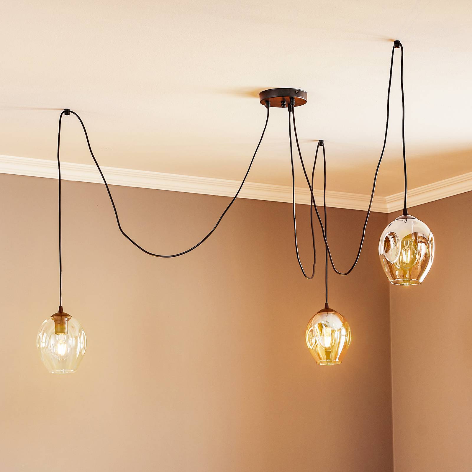 Glas Hängelampe Starla EMIBIG LIGHTING, dimmbar, schwarz, für Wohn- / Esszimmer, Glas, Modern, Pendelleuchte