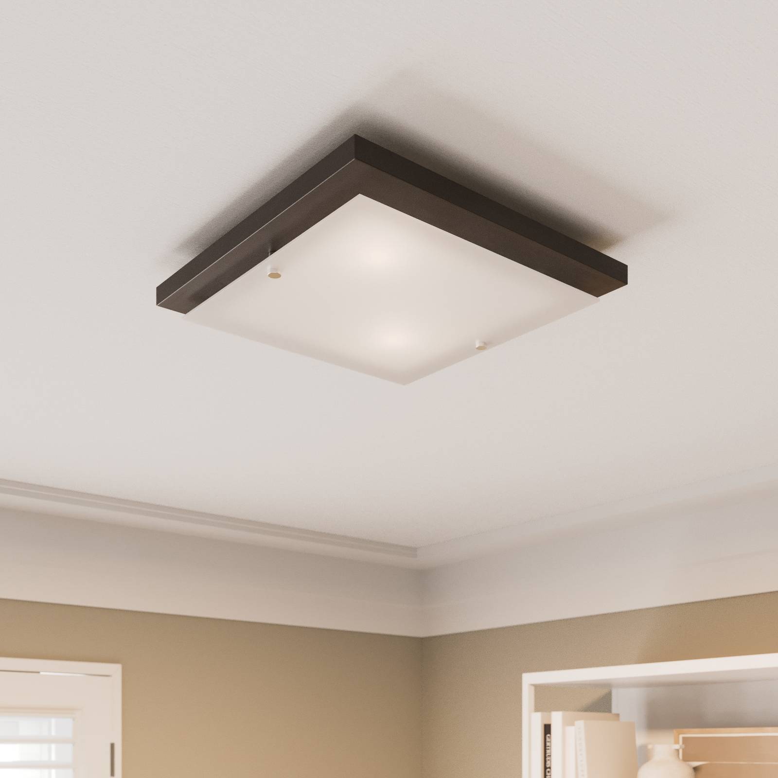 Deckenlampe Kerio Envostar, dimmbar, Holz dunkel, für Wohn- / Esszimmer, Holz, Modern, Deckenlampe