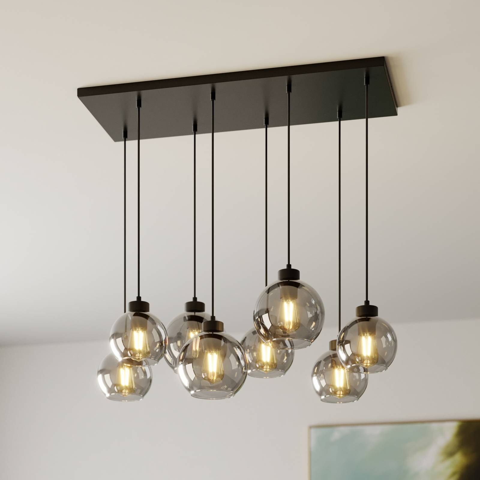 Glas Hängelampe Cubus TK Lighting, dimmbar, schwarz, für Wohn- / Esszimmer, Glas, Modern, Pendelleuchte