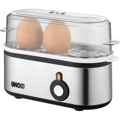 Unold - Eierkocher Mini drei Eier Edelstahl 210 w inkl. Messbecher mit Eierpiekser