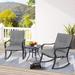 Patio 3 Piece Outdoor Rocking Chair Black Steel Bistro Sets