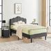 Taomika Modern Bedroom Set of 3 with Height Adjustable Upholstered Bed and Nightstands Set of 2