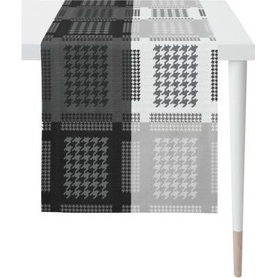 Tischläufer APELT "Alexis, LOFT STYLE, Jacquard", schwarz-weiß (schwarz, weiß, grau, hellgrau, anthrazit), B:44cm L:140cm, Polyester, Tischdecken