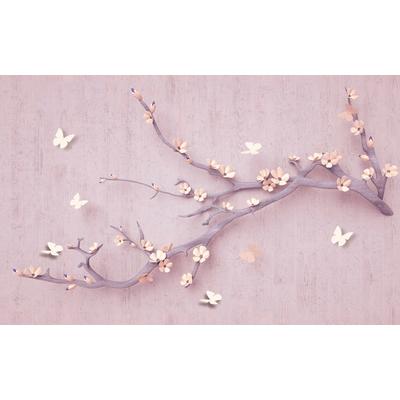 Fototapete PAPERMOON "Blumen mit Schmetterlingen rot", bunt, B:4,50m L:2,80m, Vlies, Tapeten