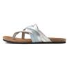 Zehentrenner LASCANA, Damen, Gr. 42, blau, Obermaterial: 100% Rindsleder. Decksohle: 100% Rindsleder. Laufsohle: 100% Synthetik, metallic, casual, Schuhe, Sandale, Pantolette aus Leder mit Korkfußbett