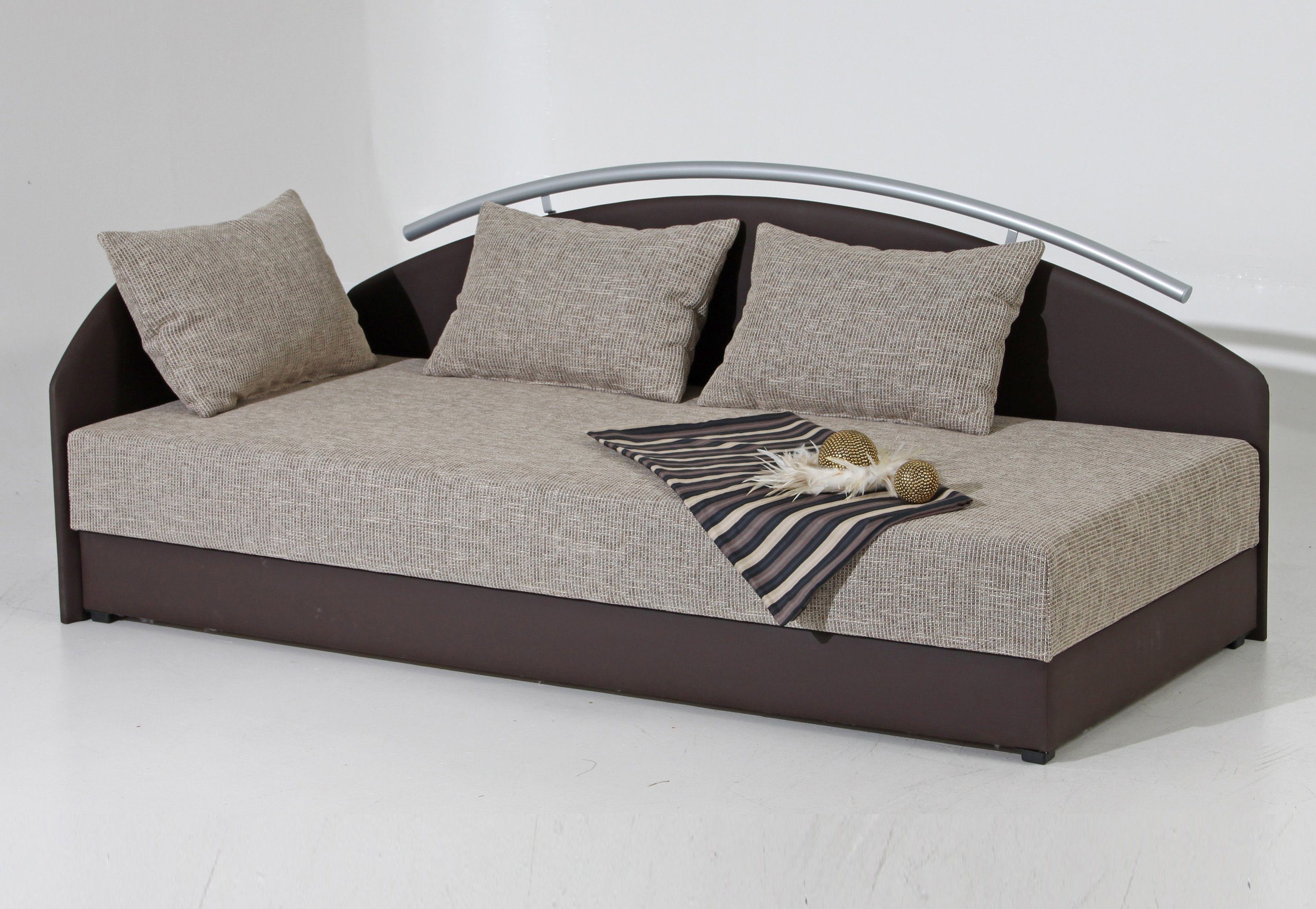 Polsterliege MAINTAL, braun (braun, beige), Liegefläche B/L: 80cm x 200cm, kein Härtegrad, Federkern-Festpolster, Komplettbetten Image