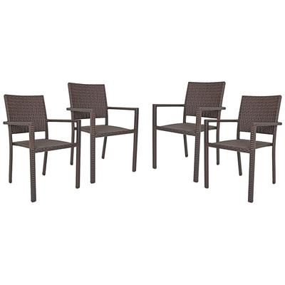 Stapelstuhl GARDEN PLEASURE "MALAGA", braun (coffee, coffee), B:55cm H:88cm T:57cm, Kunststoff, Stühle, 4er Set, aus Aluminium Image