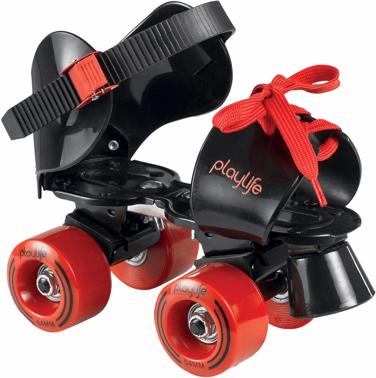 Rollschuhe PLAYLIFE "Sugar Kids" Gr. 28, schwarz (schwarz, rot), Inlineskates_Rollschuhe, Kinder, 28-37 (bis 60 kg), Materialmix