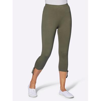 Caprileggings CASUAL LOOKS, Damen, Gr. 46, Normalgrößen, grün (khaki), 95% Baumwolle, 5% Elasthan, unifarben, 3/4-Länge, Hosen Image