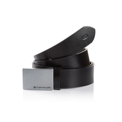 Koppelgürtel TOM TAILOR "TTBOB", Damen, Gr. 100, schwarz, Rindsleder, unifarben, leicht glänzend, casual,klassisch,modisch, Gürtel, 3,5 cm breiter Herrengürtel, modischer Klassiker, Koppelschließe Image