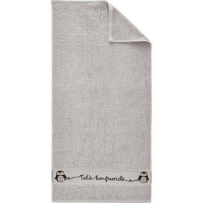 Duschtuch DYCKHOFF "Pinguin", silber (altsilberfarben), B:70cm L:140cm, Walkfrottier, Obermaterial: 100% Baumwolle, Handtücher (Packung), 100 % Baumwolle Image