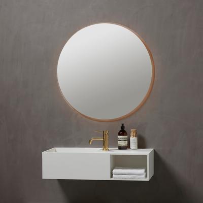 Badspiegel LOEVSCHALL "Nibe Rund, Badezimmerspiegel mit LED Beleuchtung, Lichtspiegel", silber (silberfarben), B:80cm H:80cm T:3cm, Spiegelglas, Spiegel, Modern Badspiegel mit Beleuchtung, Dänisches Design Image