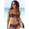 Bügel-Bandeau-Bikini-Top S.OLIVER "Milly", Damen, Gr. 38, Cup C, schwarz (schwarz, bedruckt), Polyamid, floral, Bikini-Oberteile, mit Blumenprint