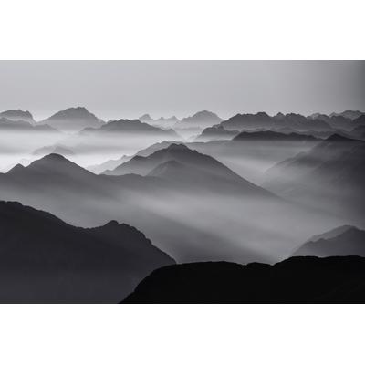 Fototapete PAPERMOON "Photo-Art ALES KRIVEC, BERGSCHICHTEN", bunt, B:3,50m L:2,60m, Vlies, Tapeten