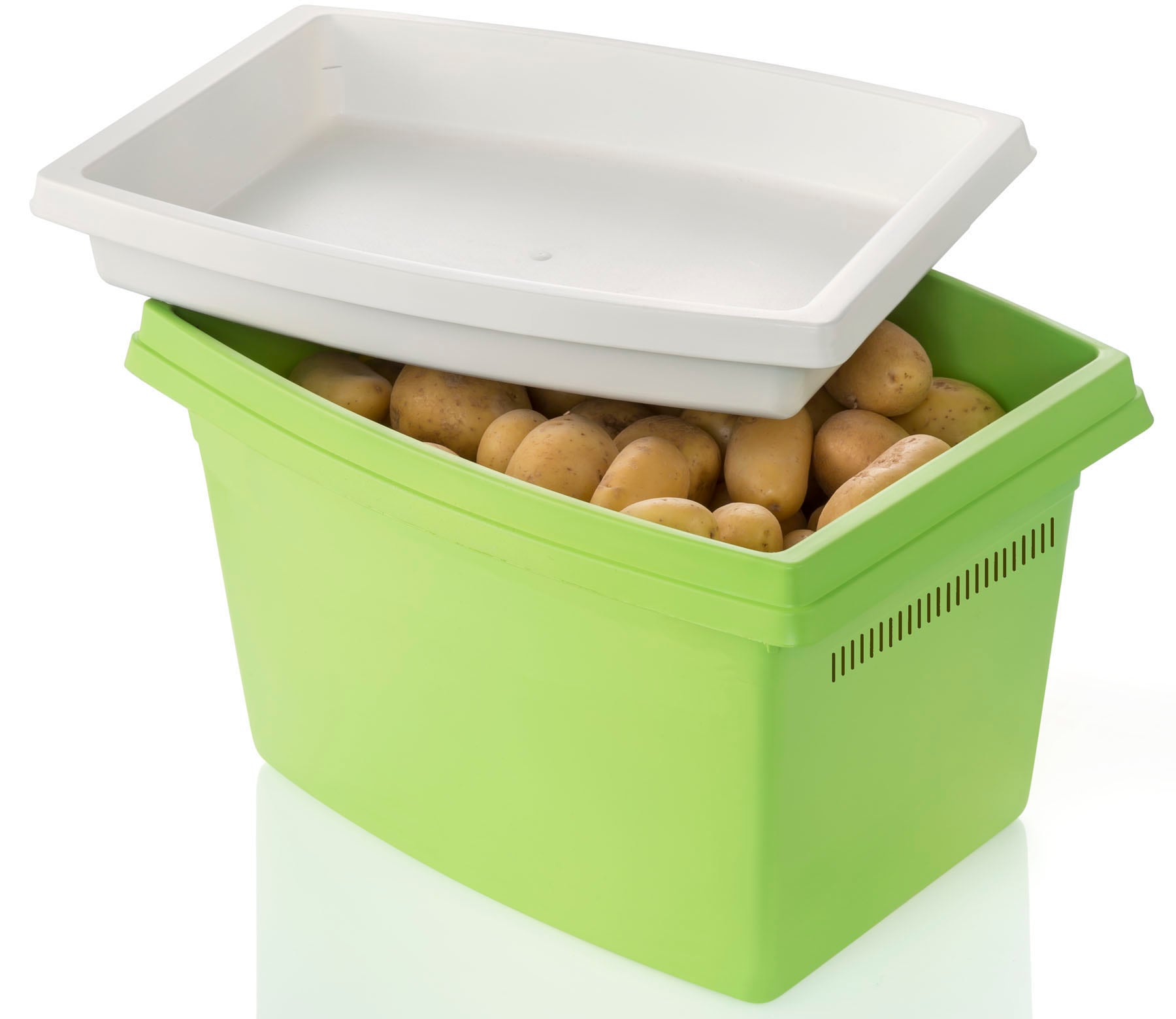 Kartoffelkiste RUCO Aufbewahrungsboxen Gr. B/H/T: 36 cm x 27 cm x 22 cm, grün (apfelgrün) Küchen-Ordnungshelfer mit Deckel