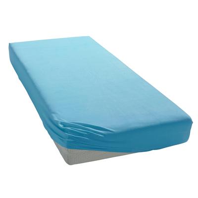Spannbettlaken BELLANA "Jersey-Elasthan deLuxe", blau (mittelblau), B:90-100cm L:200-220cm, Jersey-Elasthan, Obermaterial: 95% Baumwolle, 5% Elasthan, Laken, für Boxspringbetten und sehr hohe Matratzen