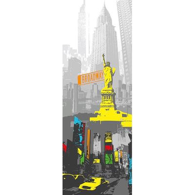 ARCHITECTS PAPER Fototapete "New York" Tapeten Grafik Tapete New York Panel 1,00m x 2,80m Grau Bunt Gr. B/L: 1 m x 2,8 m, bunt (bunt/gelb/grau)