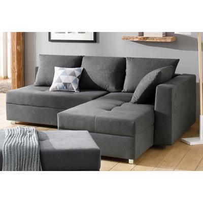 Ecksofa HOME AFFAIRE "Italia L-Form", grau (anthrazit), B:217cm H:80cm T:182cm, Struktur fein (100% Polyester), Microfaser PRIMABELLE (100% Polyester), Sofas, mit Bettfunktion, mit Federkern Image