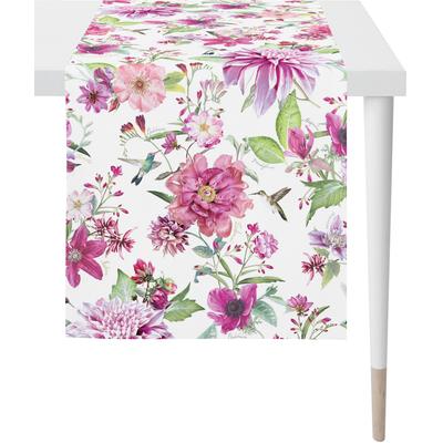 Tischläufer APELT "7305 SUMMERTIME, Sommerdeko, Sommer", bunt (weiß, rosa, grün, natur), B:48cm L:140cm, Baumwolle, Tischdecken, Digitaldruck Image