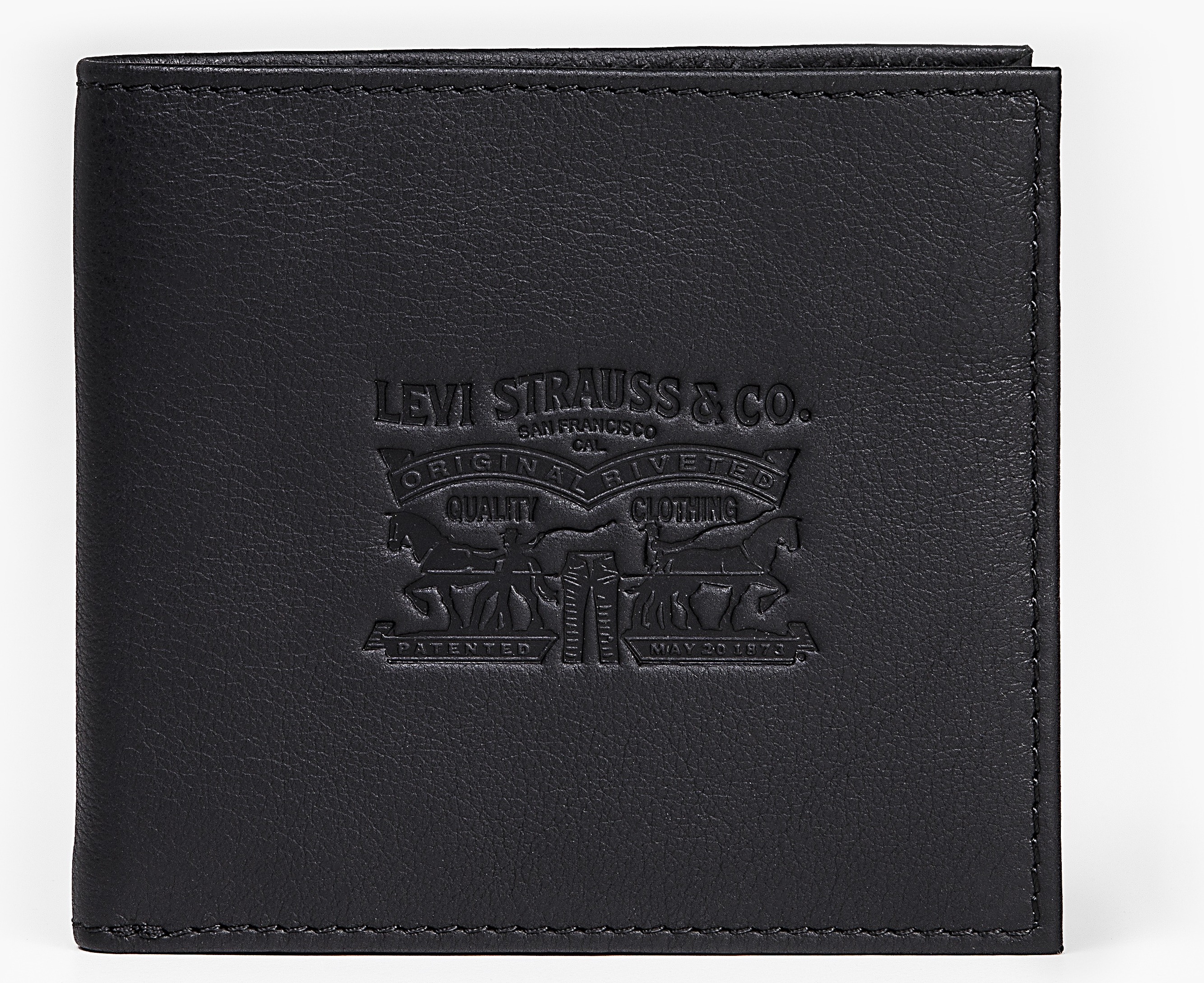 Geldbörse LEVI'S "VINTAGE TWO HORSE BIFOLD COIN WALLET", schwarz, Rindsleder, Kleinlederwaren, aus Vollnarbenleder Herrenbörse Portemonnaie Image