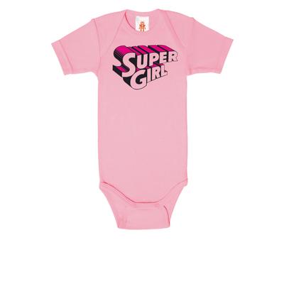 Body LOGOSHIRT Gr. 74, EURO-Größen, rosa Baby Bodies mit trendigem Super-Girl-Schriftzug