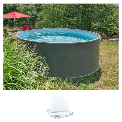 Rundpool KONIFERA "NIZZA 1 inkl. Bodenschutzvlies", grau (anthrazit, grau), H:120cm Ø:350cm, Schwimmbecken, zum Aufstellen, in verschiedenen Größen verfügbar