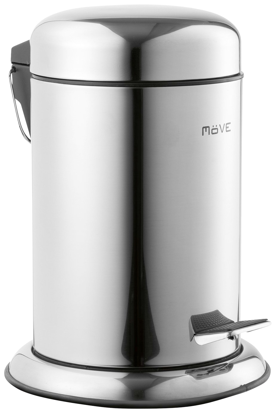 Kosmetikeimer MÖVE "Treteimer Push", silber (silberfarben), B:22cm H:29,5cm T:22cm Ø:22cm, Edelstahl, Mülleimer, Kosmetikeimer, 3 Liter, silberfarben